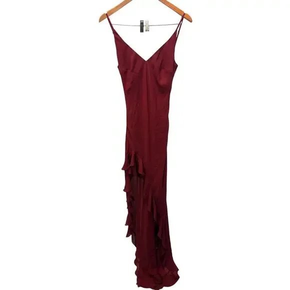 Delfi Collective Lara Ruffle Burgundy Dress XS Fairy Goth Ball Gown Luxury Party - Picture 2 of 5